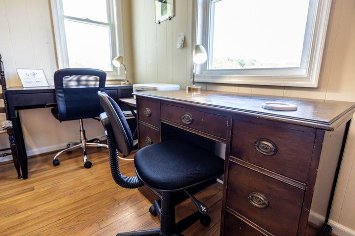 Writing desk by a sunny window